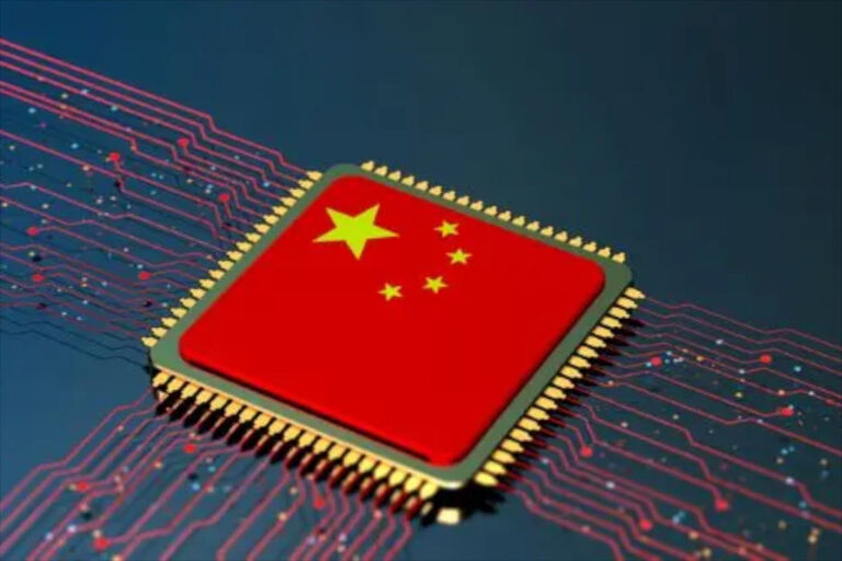 Computer chip with Chinese flag symbolizing Asia’s technological sovereignty under the tech embargo