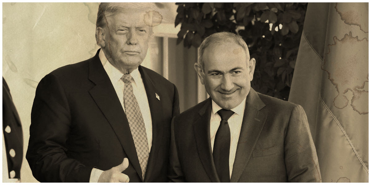 U.S. Eurasian trade strategy discussion between President Trump and Prime Minister Pashinyan giving thumbs up