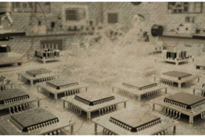 U.S.-China technology rivalry reflected in advanced semiconductor chips in a laboratory setting